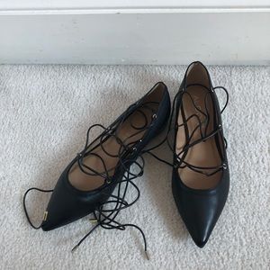 Aldo black lace-up ballet flats